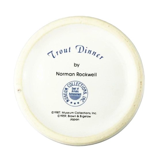 Norman Rockwell Vintage Cup Mug Trout Dinner 1987 Museum Collection dad fish dog - Picture 2 of 7